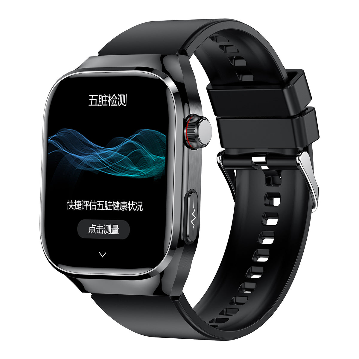 Smart Watch Micro Physical Examination Uric Acid Blood Glucose Blood Lipid Bluetooth Calling Black Frame Black Tape