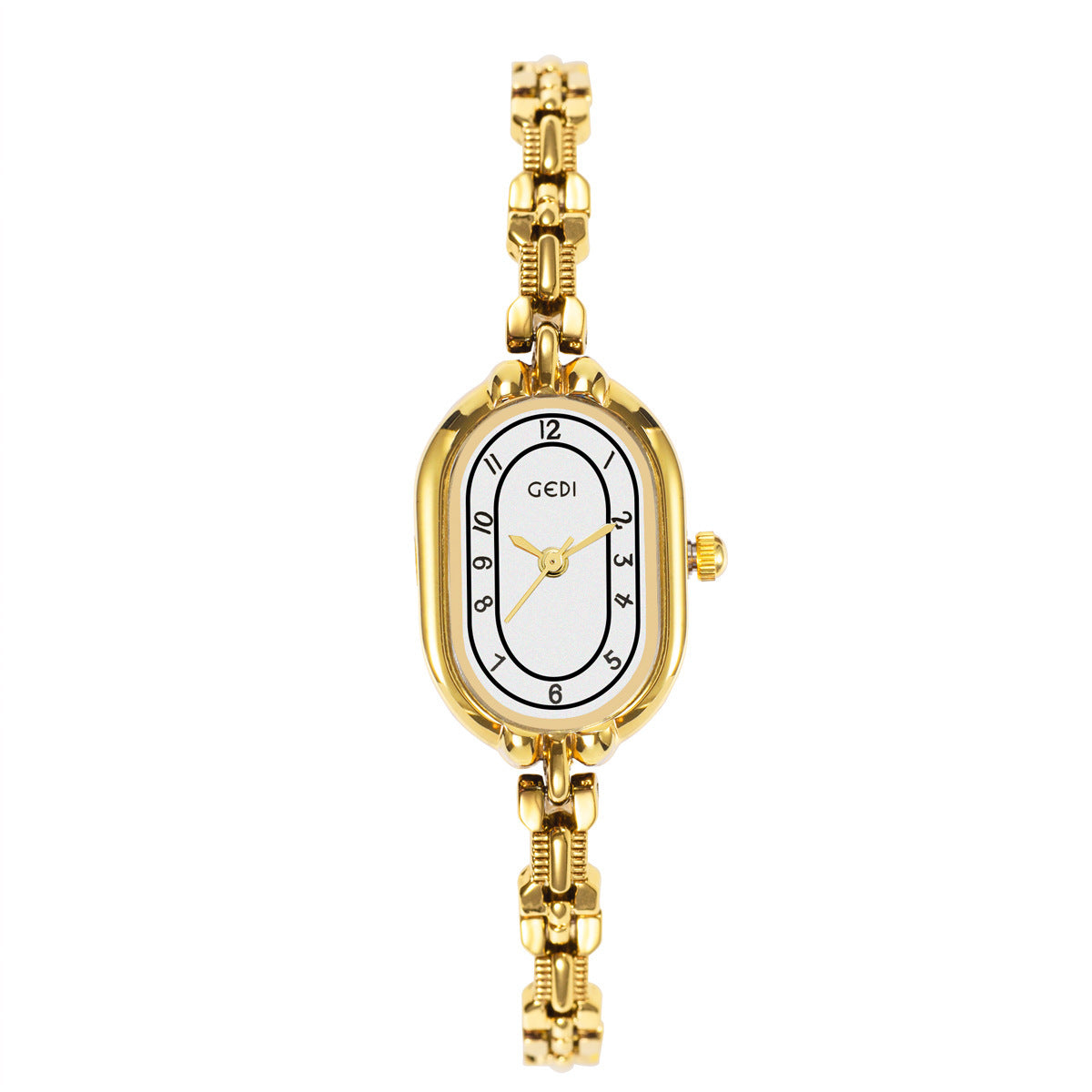 Retro Oval Niche High-grade Fritillary Bracelet Quartz Watch Gold Strap White Plate