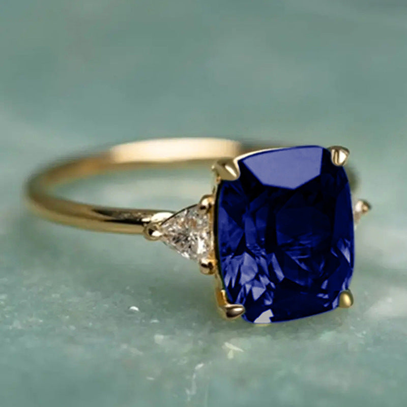 European And American Personalized Vintage Ring Blue