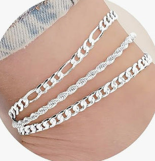 European And American Stylish Women's Simple Personality Multi-layer Anklet Suit Style 2 Silver Anklet