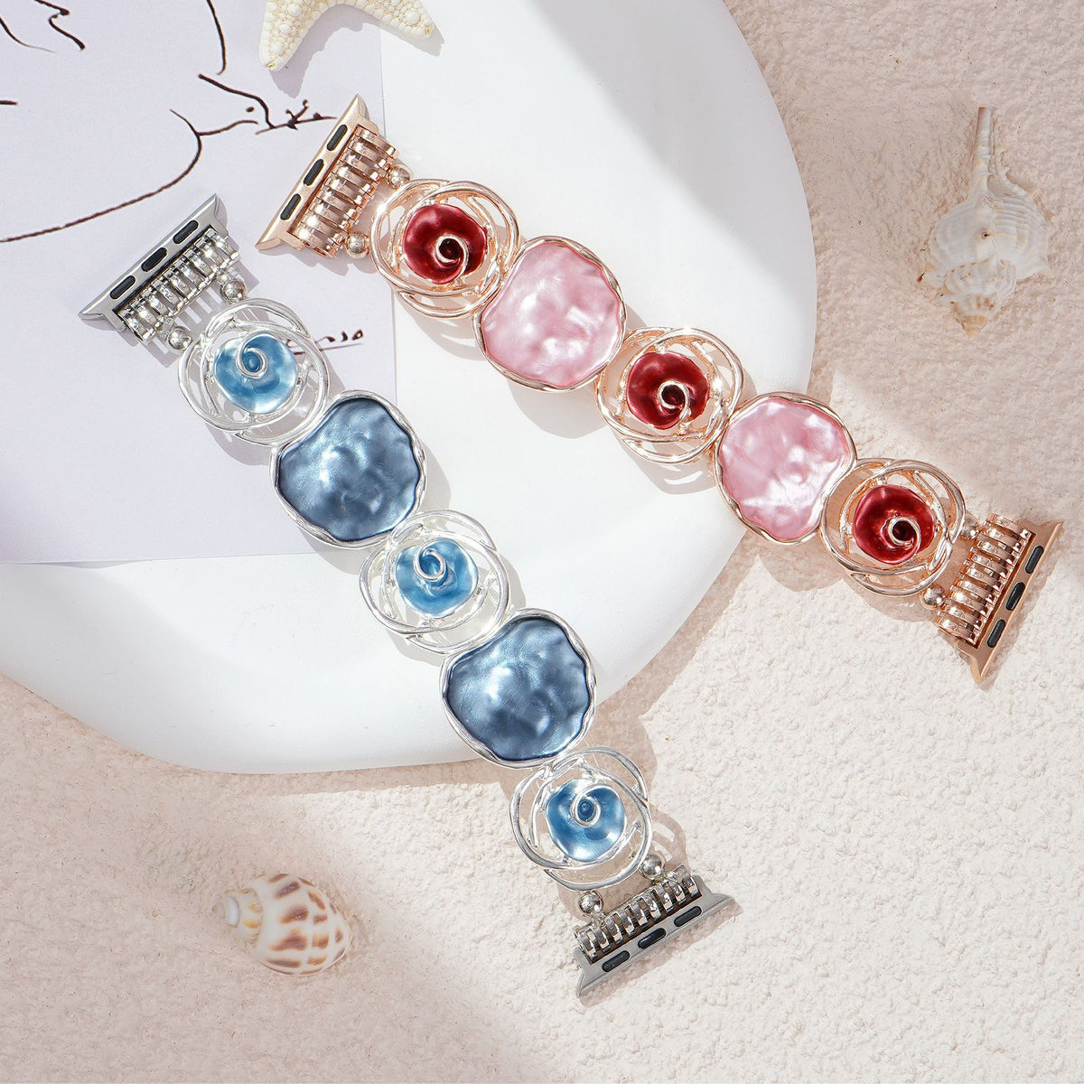 Rose Alloy Chain Watch Band