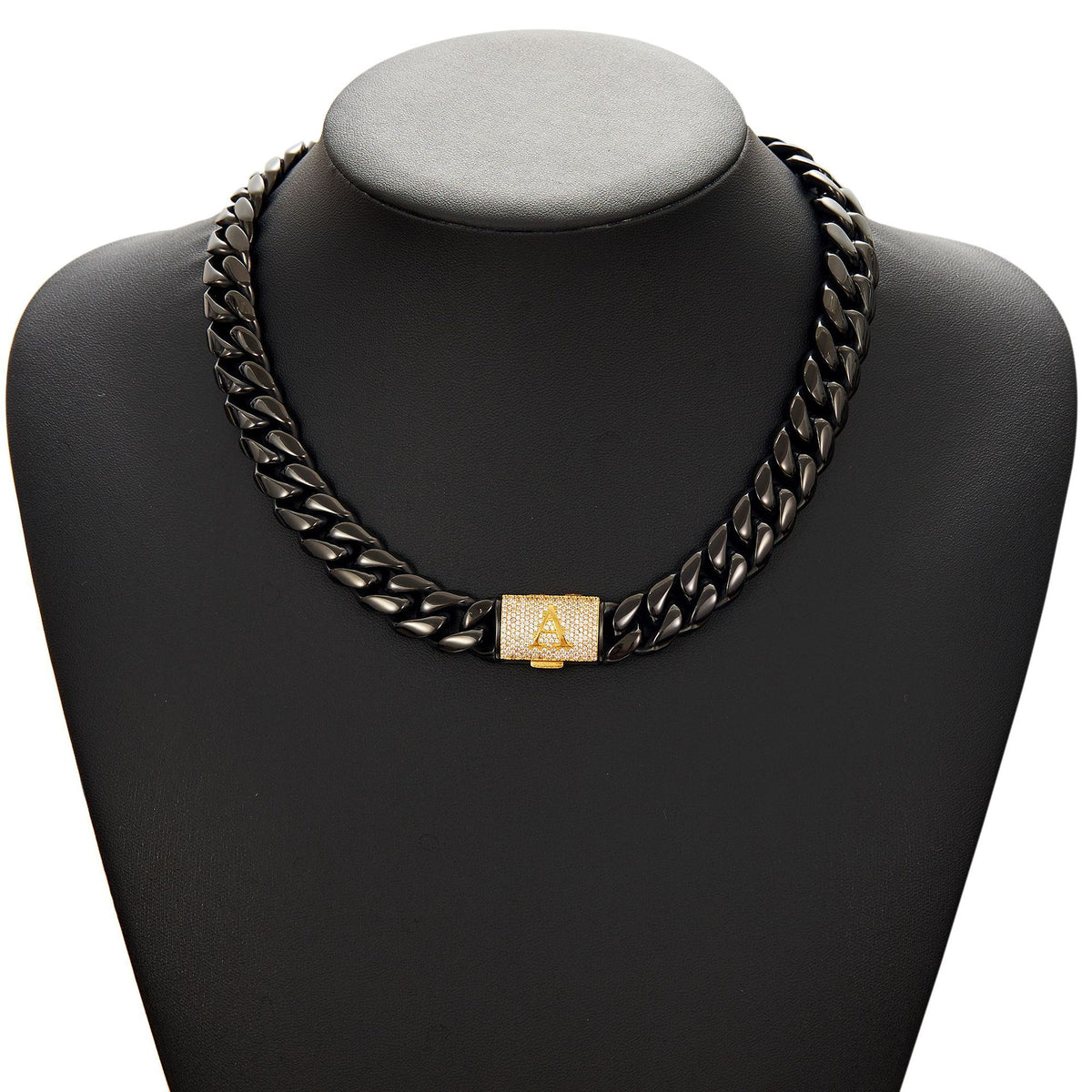 English Letter Flip Drill Buckle Cuban Bracelet