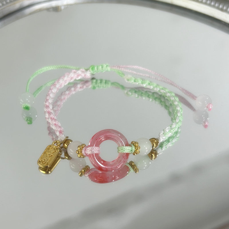 Girl Peach Blossom Color Matching Couple Safety Bracelet Green