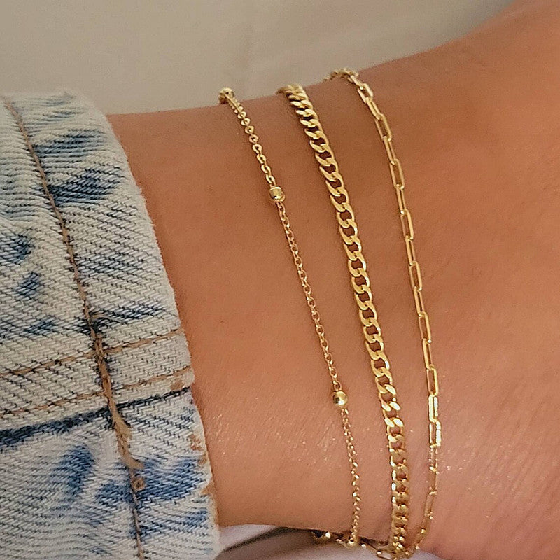 European And American Stylish Women's Simple Personality Multi-layer Anklet Suit A Golden Anklet