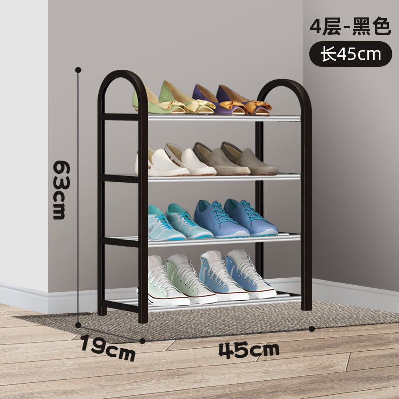 Simple Multi-layer Metal Combination Shoe Rack Household Light Luxury Space-saving Storage Cabinet Economical Small Storage Rack 45cm4 layer black box