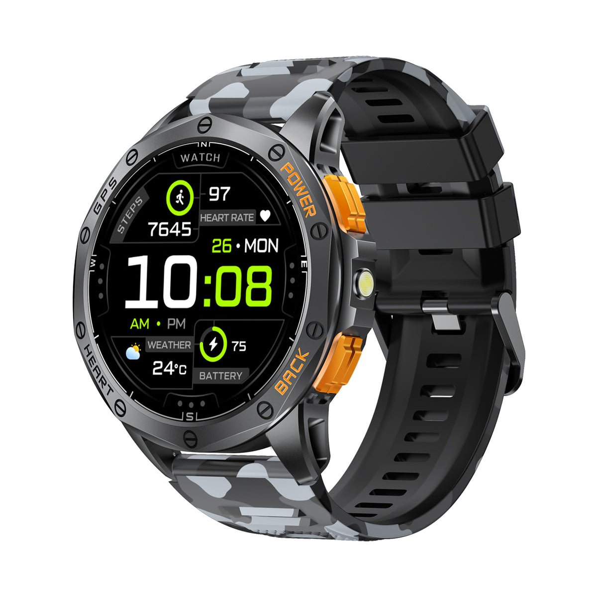 Outdoor MD53 Smart Watch GPS Waterproof Sports Watch Compass Camo Black