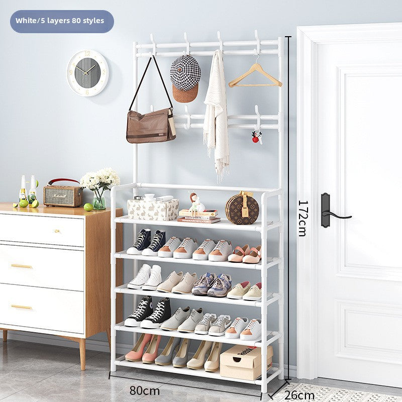 Shoe Rack Multi-layer Household Floor-standing One-piece Shoe And Hat Rack Bedroom Living Room Bag Rack Door Storage Simple Shoe Rack White 5 layer 80cm