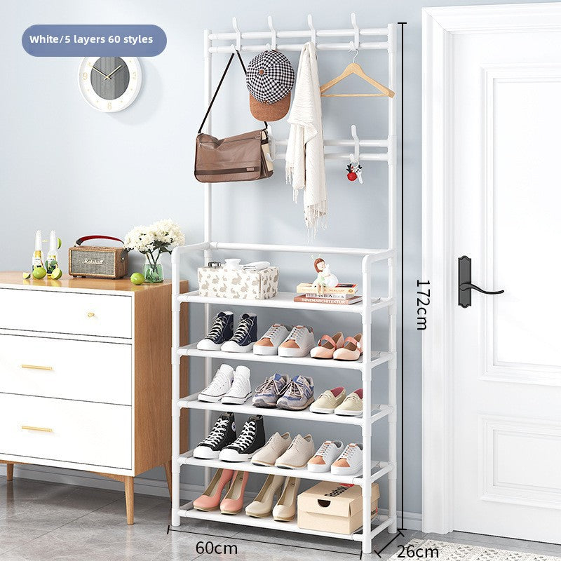 Shoe Rack Multi-layer Household Floor-standing One-piece Shoe And Hat Rack Bedroom Living Room Bag Rack Door Storage Simple Shoe Rack White 5 layer 60cm