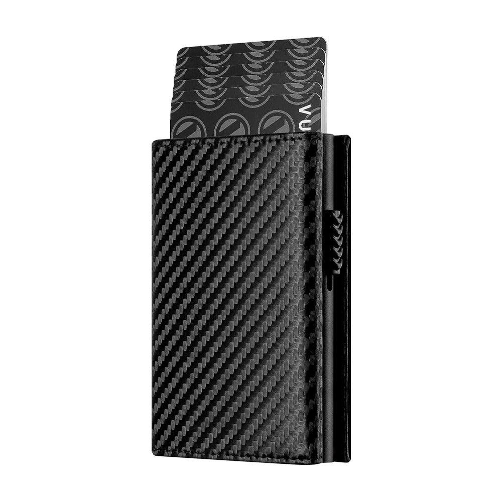 Metal Card Bag Men's RFID Anti-theft Swiping Carbon Fiber Black