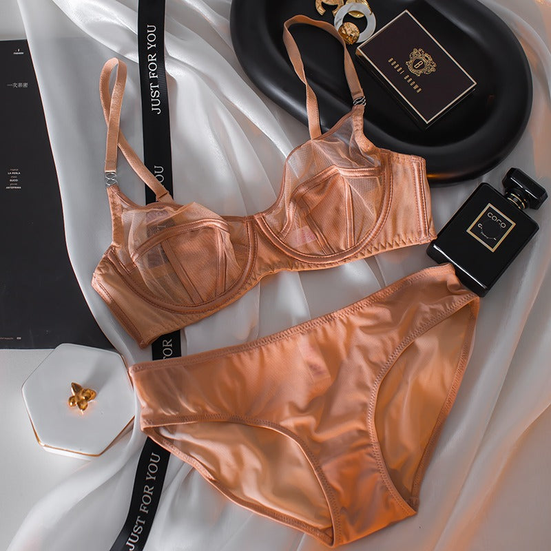Hollow Mesh Comfortable Underwear For Women Flesh Colored Suit