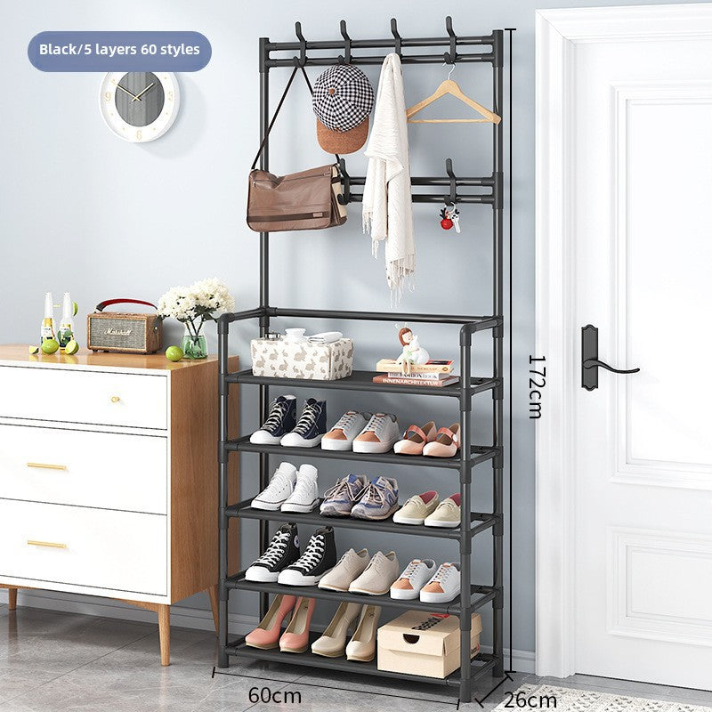 Shoe Rack Multi-layer Household Floor-standing One-piece Shoe And Hat Rack Bedroom Living Room Bag Rack Door Storage Simple Shoe Rack Black 5 layer 60cm