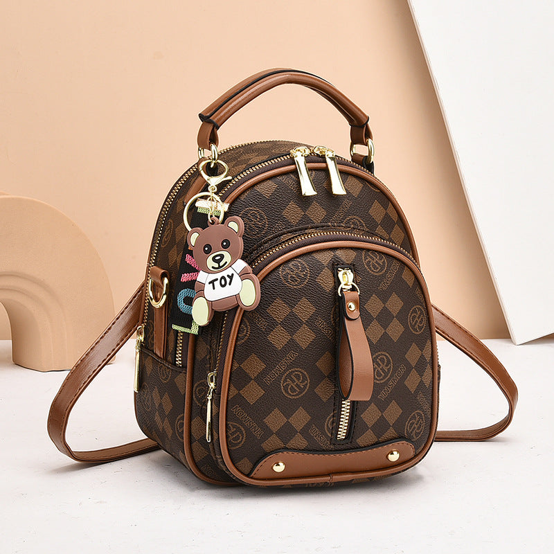 Fashionable All-match Simple Travel Backpack Bags Women Block Material Yellowish Brown