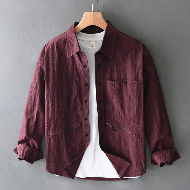 Men's Long Sleeve Casual Shirt Ankela Red