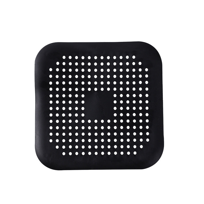 Sink Silicone Floor Drain Cover Bathroom Drain Hair Filter New Square Black 15x15cm