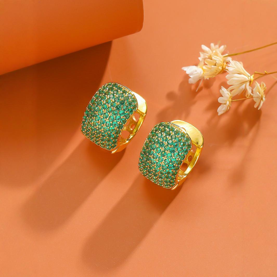 Simple Fashion Ear Clips Gold-plated Color Zircon Earrings