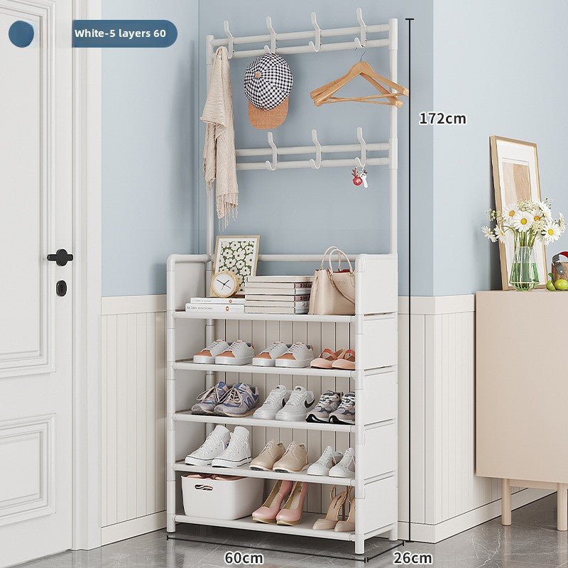 Shoe Rack Multi-layer Household Floor-standing One-piece Shoe And Hat Rack Bedroom Living Room Bag Rack Door Storage Simple Shoe Rack 5-layer 60 white side cloth style