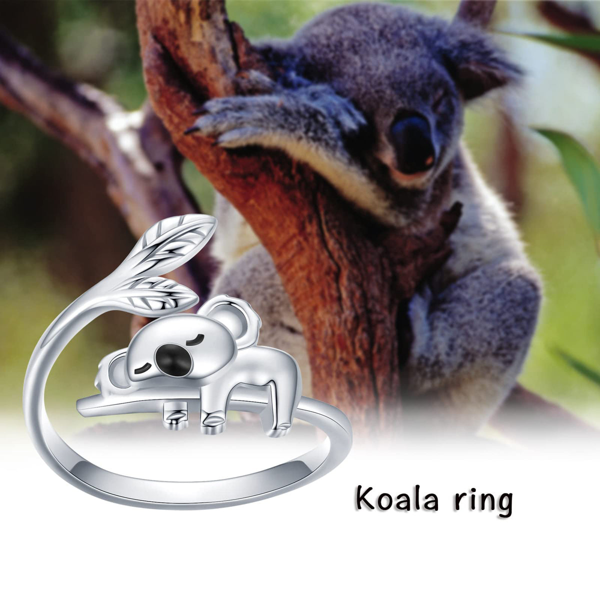Personalized Simple Trendy Cute Animal Open Ring Koala Ring