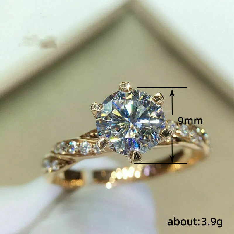 Winding Twist Shape Micro-inlaid Six-claw Ring
