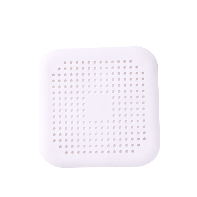Sink Silicone Floor Drain Cover Bathroom Drain Hair Filter New Square White 15x15cm
