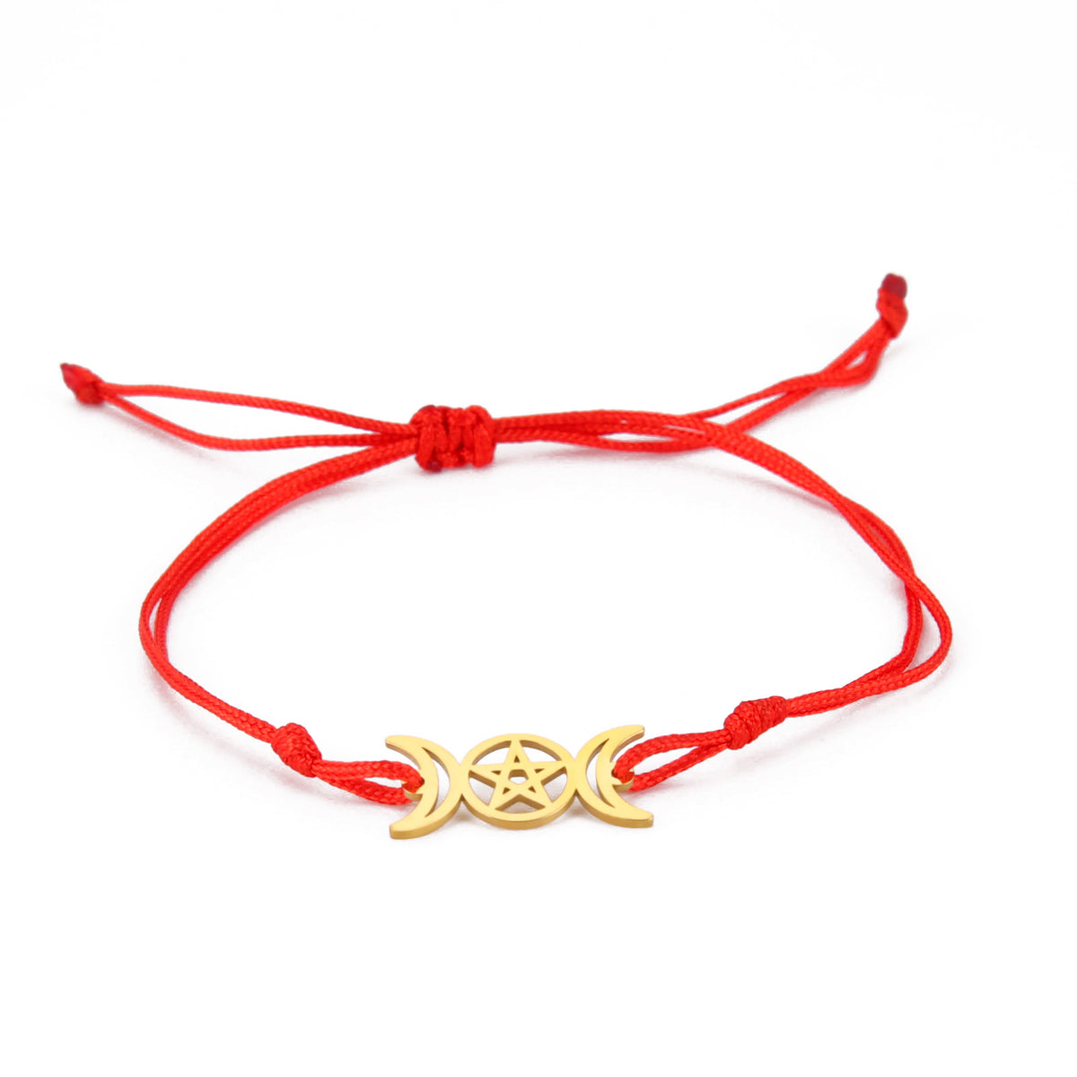 Cartoon Fashion Girlfriends Same Style Hollow-out Double Crescent Pentagram Jade Thread Bracelet Gold