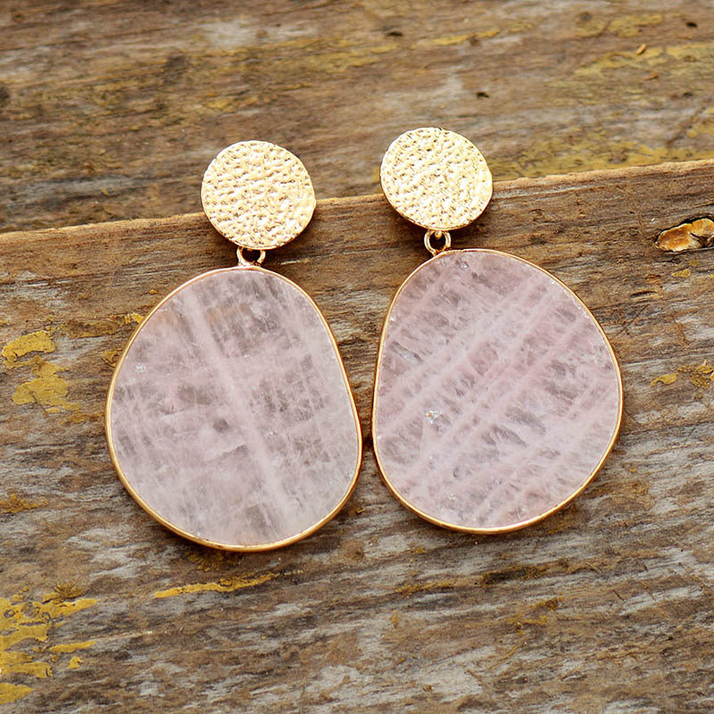 High Quality Popular Old Money Style Natural Stone Crystal Eardrops Earrings