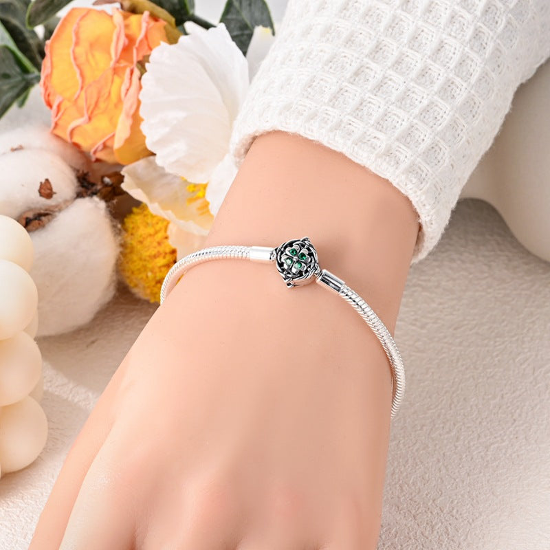 Creative Cooperized Silver Blue Zircon Snake Bones Chain Celtic Knot DIY Handmade
