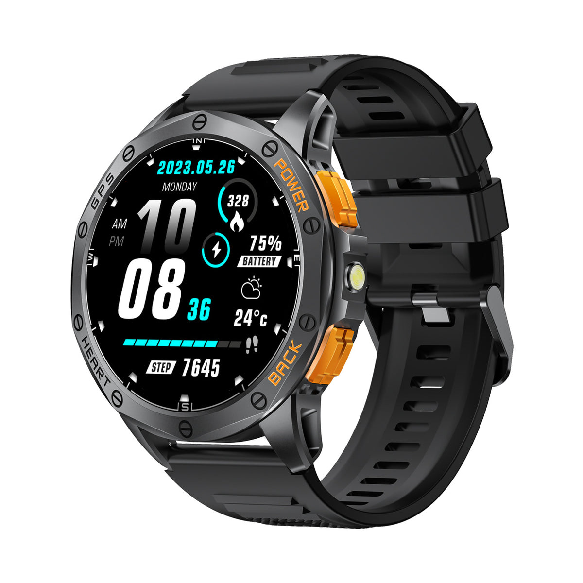 Outdoor MD53 Smart Watch GPS Waterproof Sports Watch Compass Glue Black