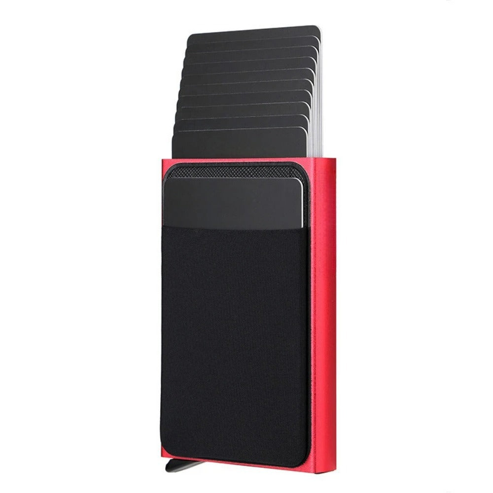 Add Purse Lycra Stickers Automatic Pop-up Anti-theft Credit Card Box Red