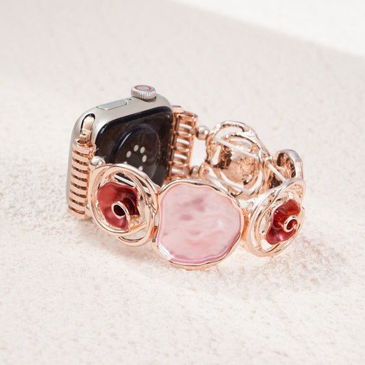 Rose Alloy Chain Watch Band