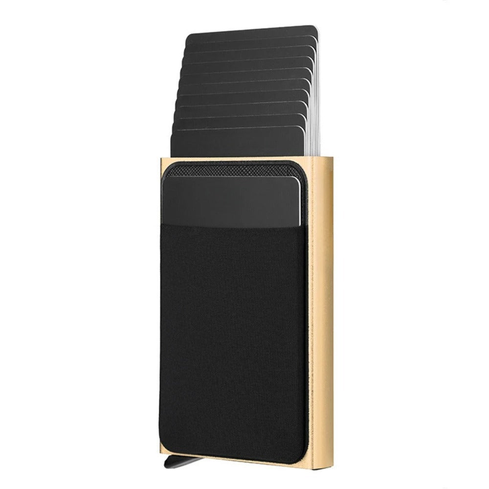 Add Purse Lycra Stickers Automatic Pop-up Anti-theft Credit Card Box Gold