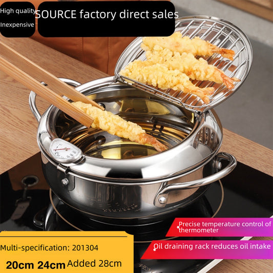 304 Stainless Steel Fryer Tempura Fryer Household Temperature Controlled Fryer Fuel Saving Source Manufacturer With Strainer