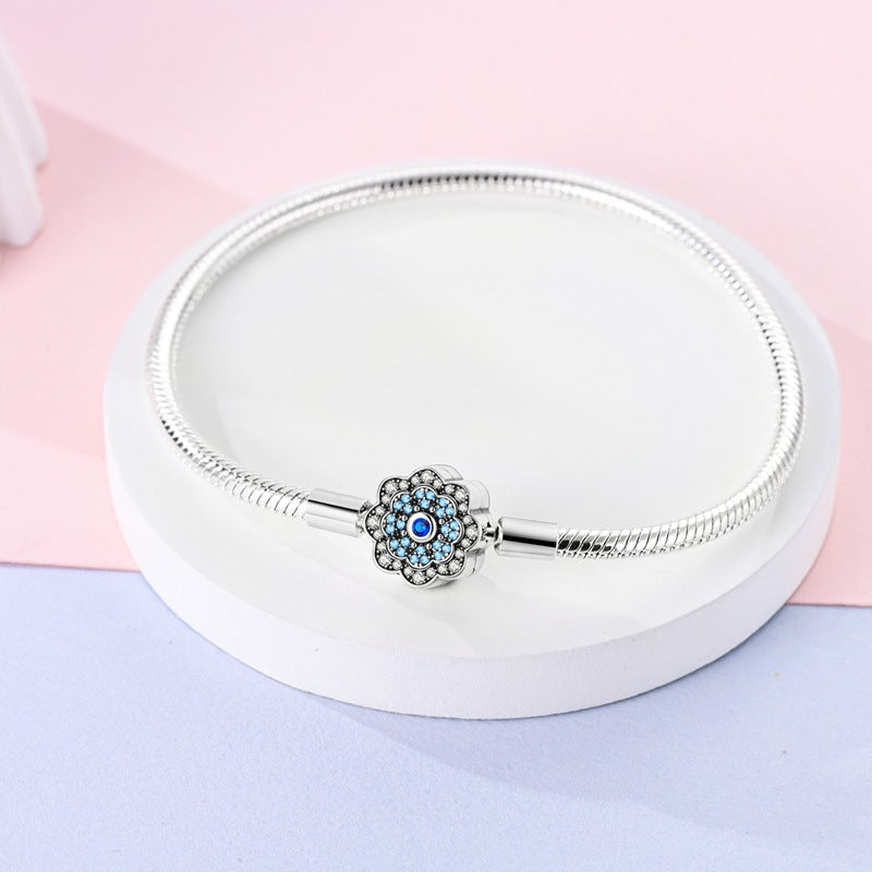 Creative Cooperized Silver Blue Zircon Snake Bones Chain Celtic Knot DIY Handmade