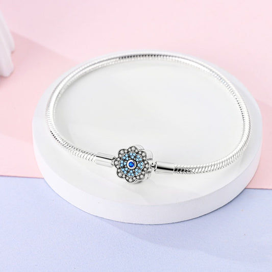 Creative Cooperized Silver Blue Zircon Snake Bones Chain Celtic Knot DIY Handmade