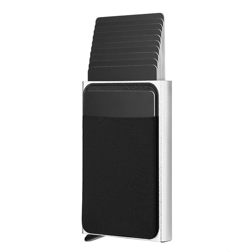 Add Purse Lycra Stickers Automatic Pop-up Anti-theft Credit Card Box Silver