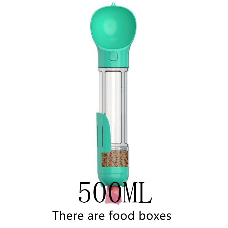 Pet Multi-functional Water Bottle 500ML with food box Blue