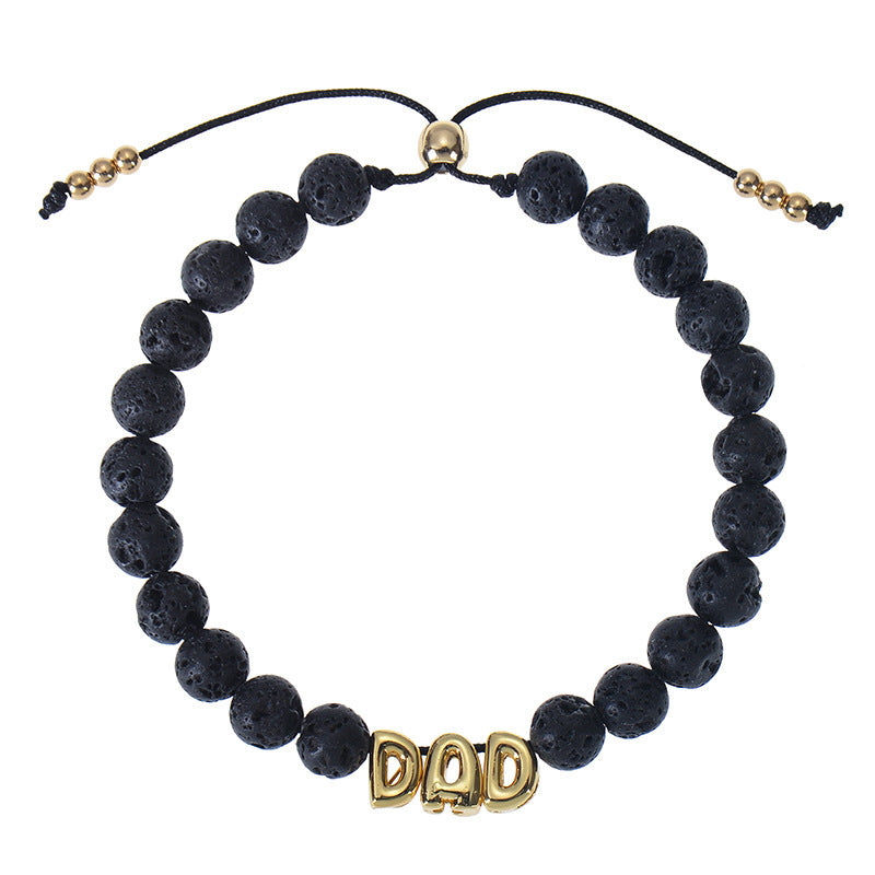 DIY Bubble Letter Bracelet Natural Stone Name Bracelet Volcanic Stone