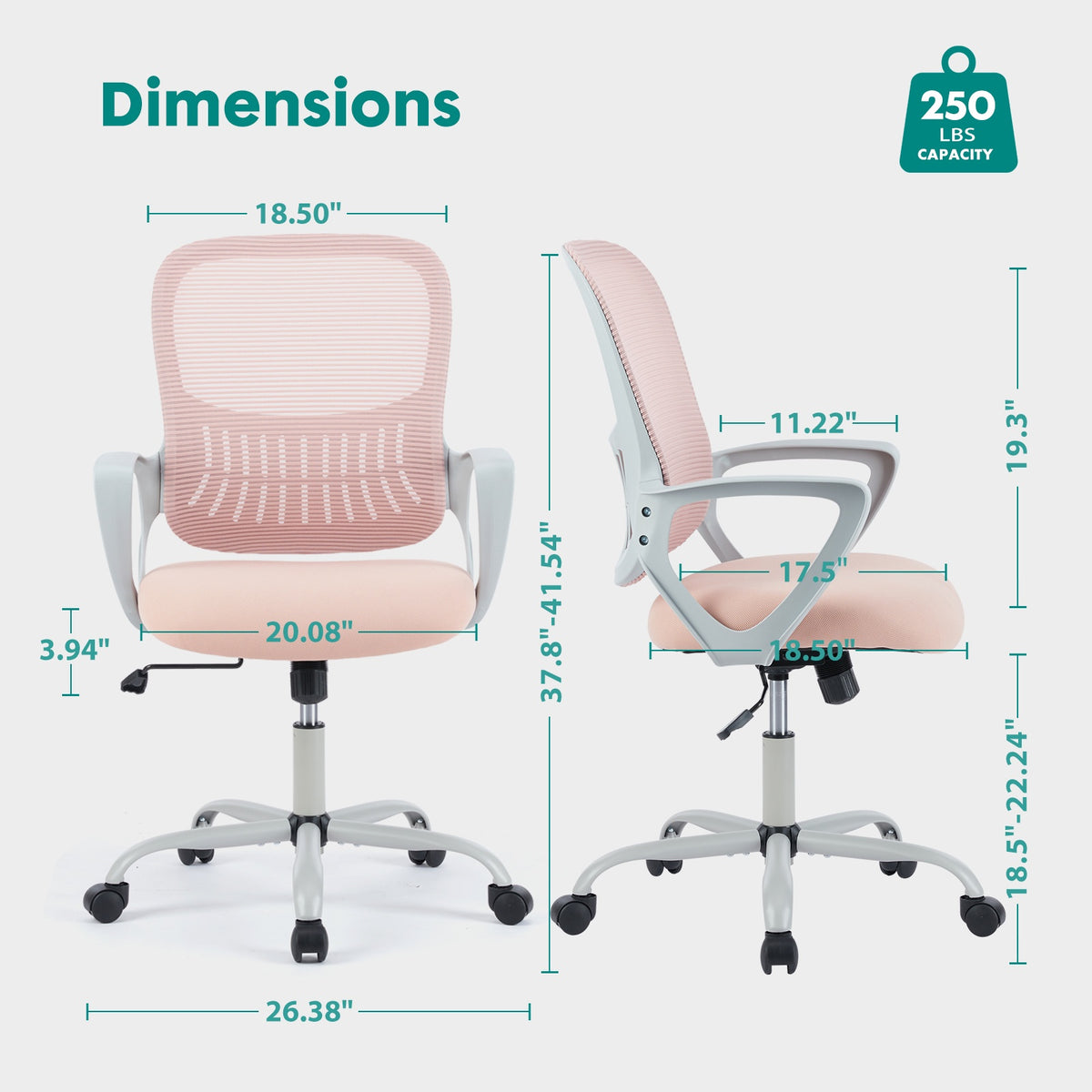 Tall Office Chair For Standing Desk With Adjustable Foot Ring,Counter Height Office Chairs PinkFixed Handrail