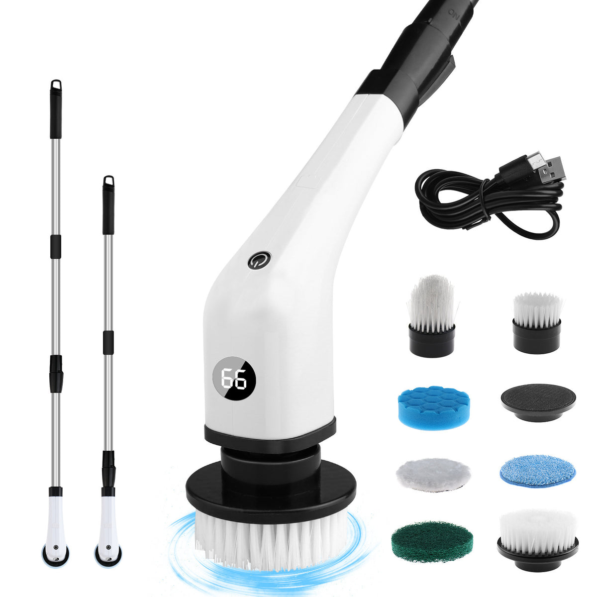 Electric Cleaning Brush Household Multi-functional 7-in-1 Toilet Bathroom Cleaning Brush White