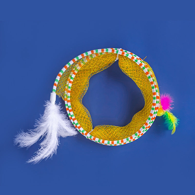 Foldable Storage Of Cat Tunnel Toys Yellow