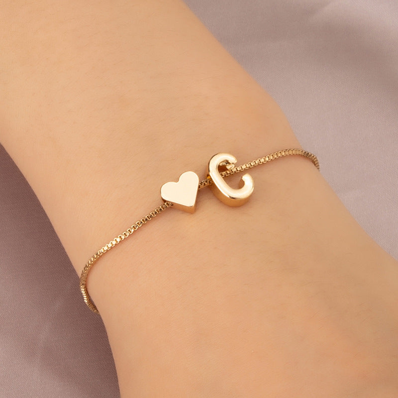 Bracelet Heart-shaped English Letters Letter C
