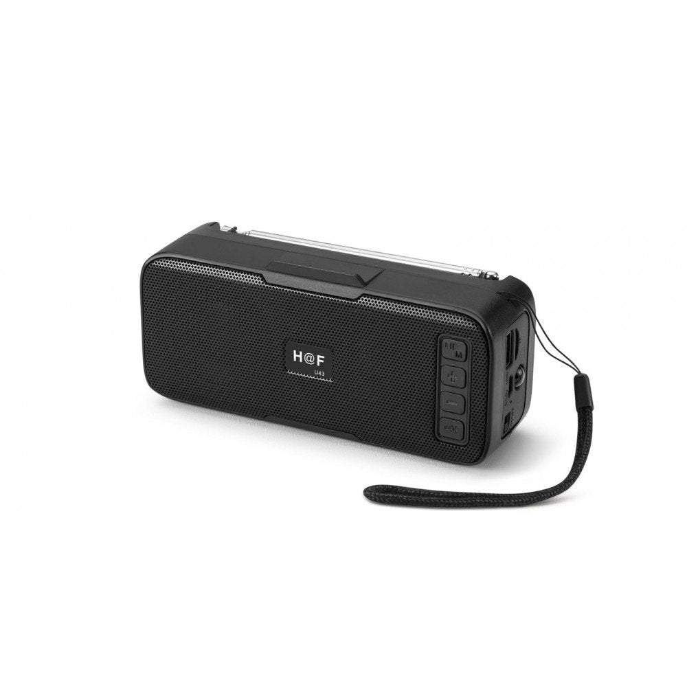 Solar Charge Energy Outdoor Light Portable Bluetooth Speaker HFU43 For Phone, Device, Music, USB Black