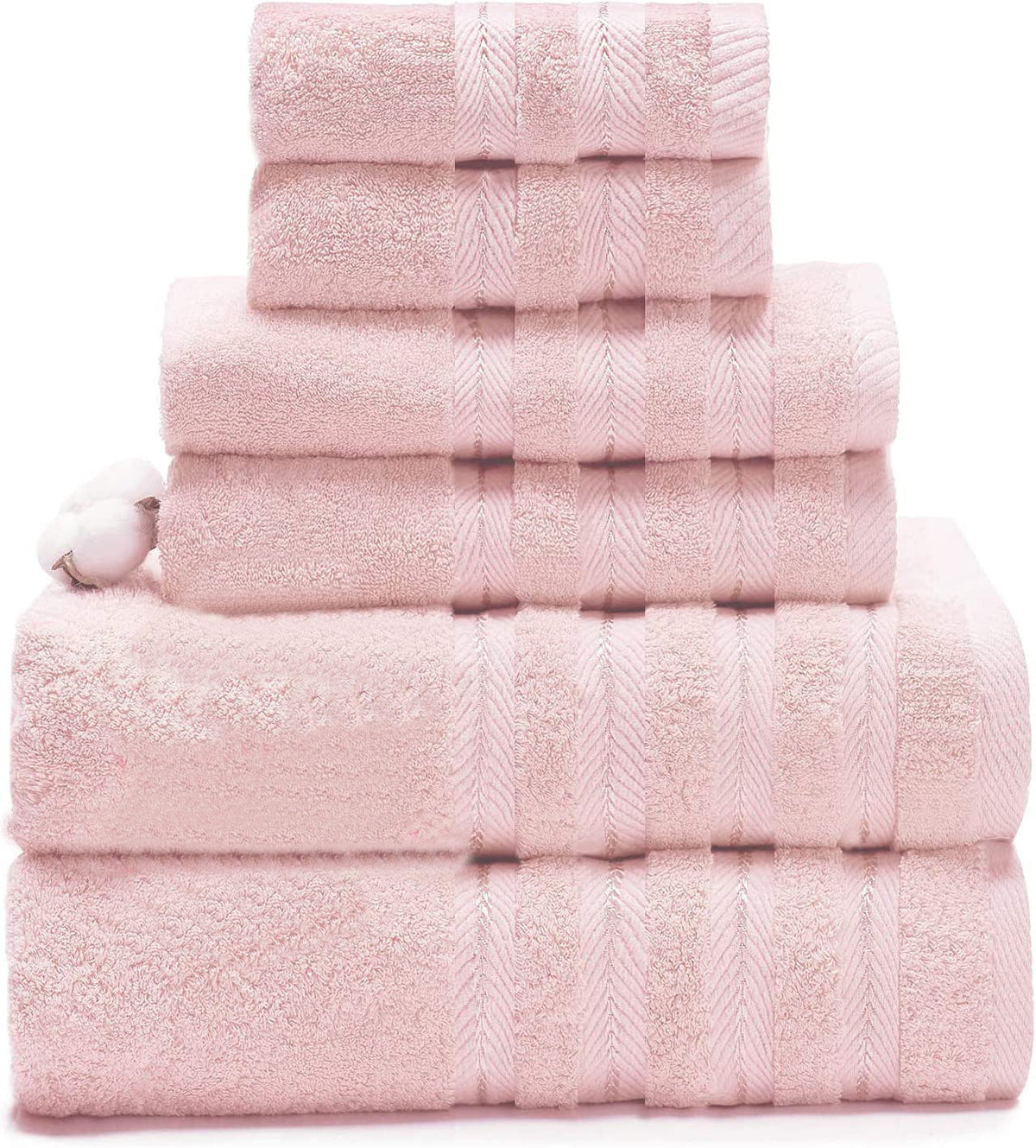 Absorbent Long Staple Cotton Towel Bath Towel Set Pink 3times