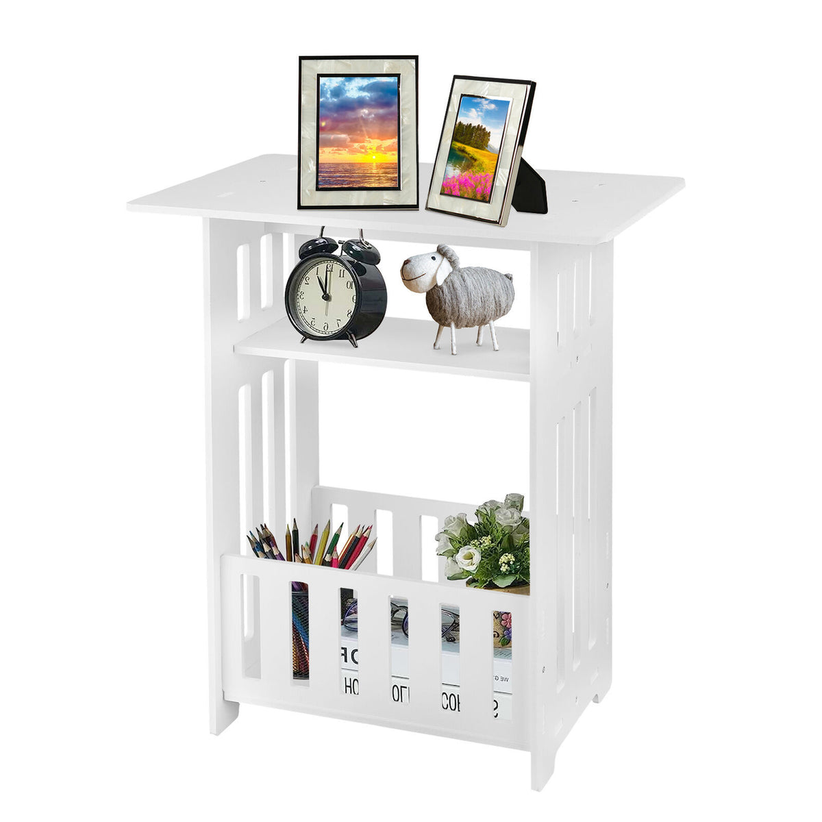 Small Bedside Table Cabinet Side Coffee Table Bedside Table Storage Rack White
