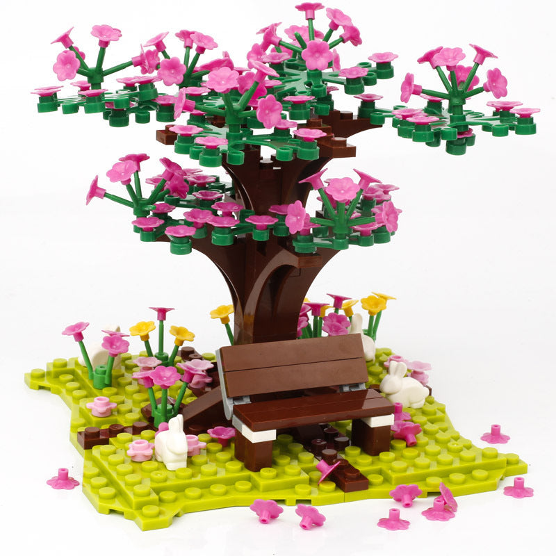 Sakura Trees Plants Animals Small Particles Assembling Educational Toys Red