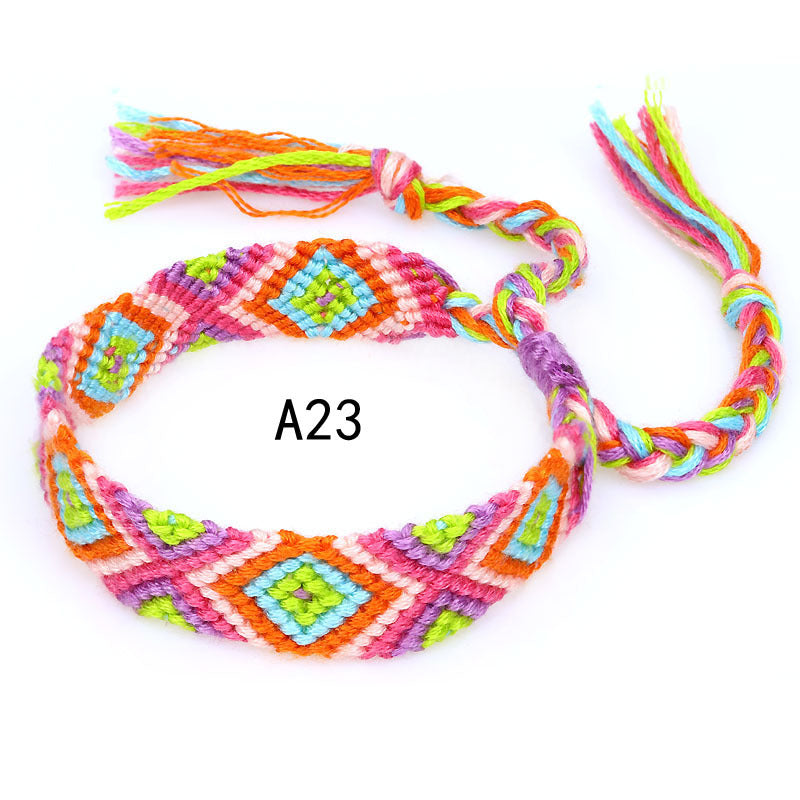Nepal Ethnic Style Woven Rainbow Bracelet A23