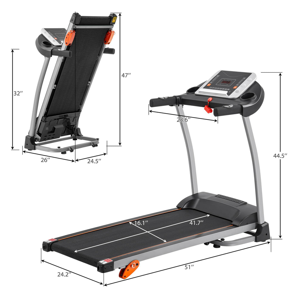 Home Use Easy Folding Treadmill,1.5HP Electric Running,Jogging Walking Machine