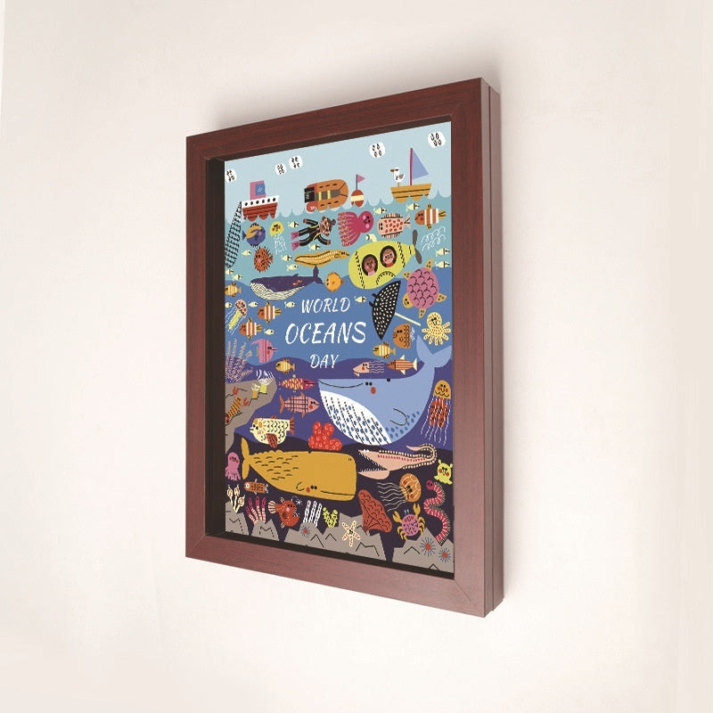 A4 Children's Painting Storage Frame DiyKidsArt Magnetic Picture Frame Rosewood Color Inner Diameter Size A4