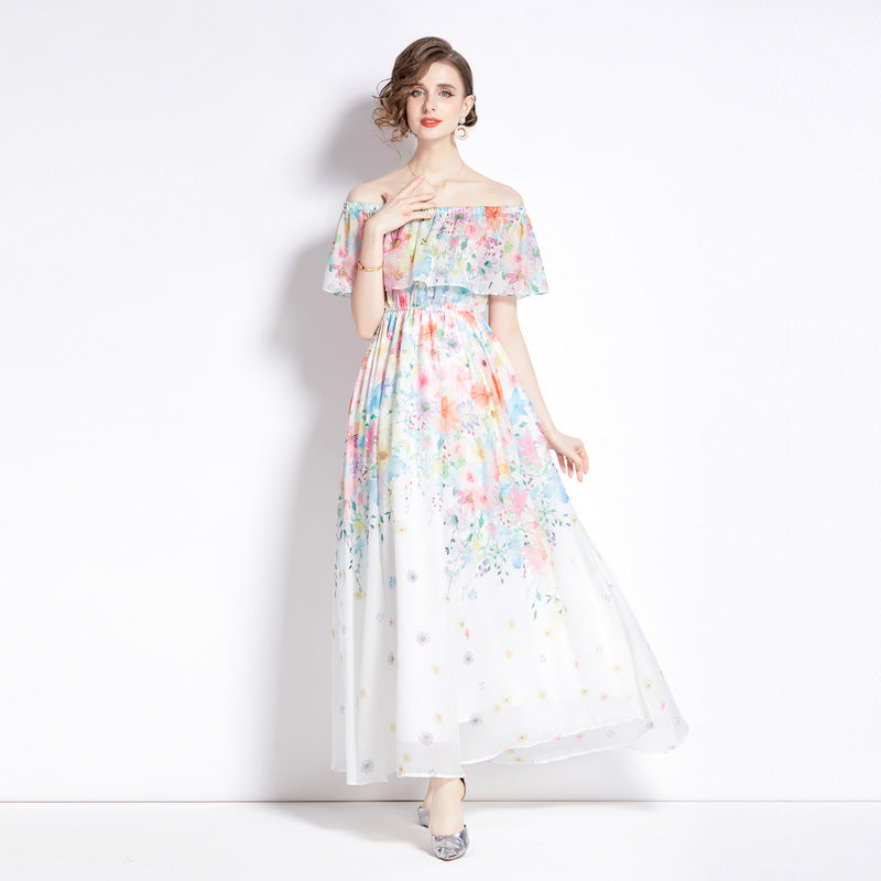 Split Chiffon Dress Women White