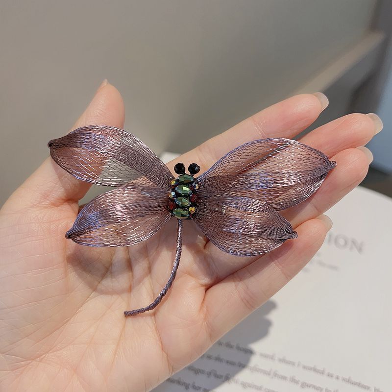 Retro High-grade Gradient Two-color Brooch Dragonfly Elegant Purple Pink