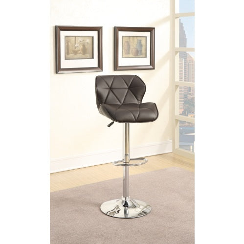 Modern Kitchen Island Stools Brown Faux Leather Stool Counter Height Chairs Set Of 2 Adjustable Height Gas Lift Chrome Base Brown